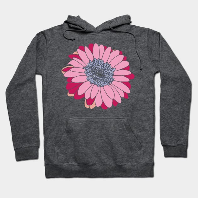 Painted Daisy Flower in Pink and Blue Graphic Hoodie by ellenhenryart